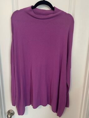 Lou & Grey Mock Neck Drop Sleeve Soft Knit Sweater